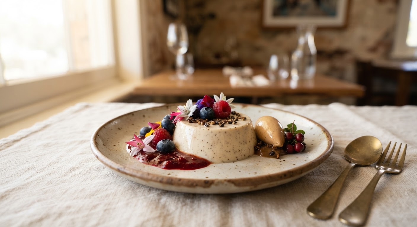 Wattleseed panna cotta