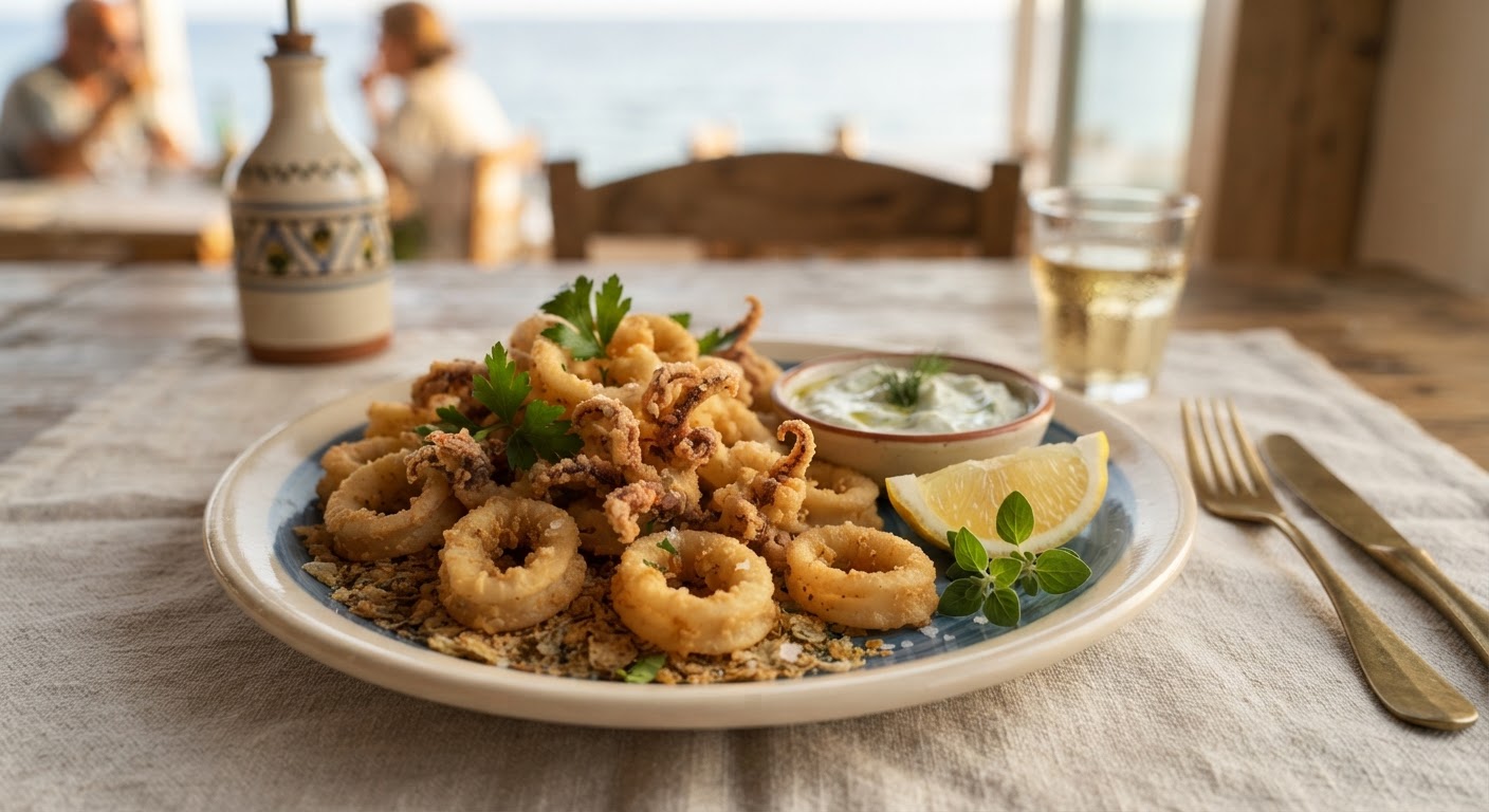 Kalamarakia Tiganita (Calamars Frits à la Grecque)