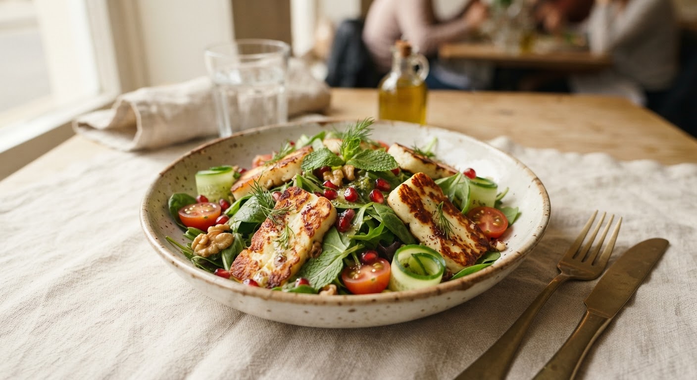 Grilled halloumi salad