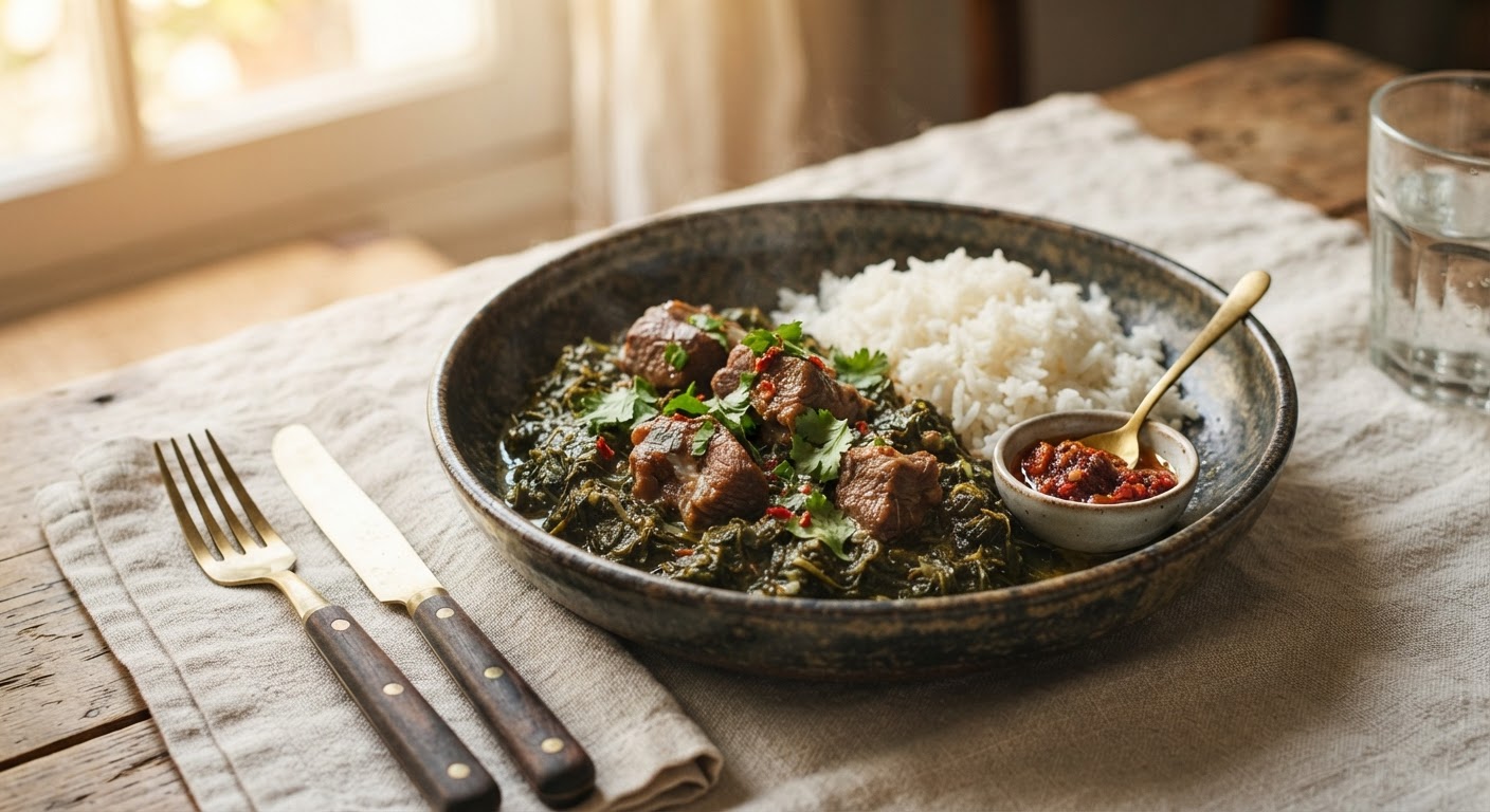 Ravitoto sy Henakisoa (Feuilles de Manioc Pilées au Porc)