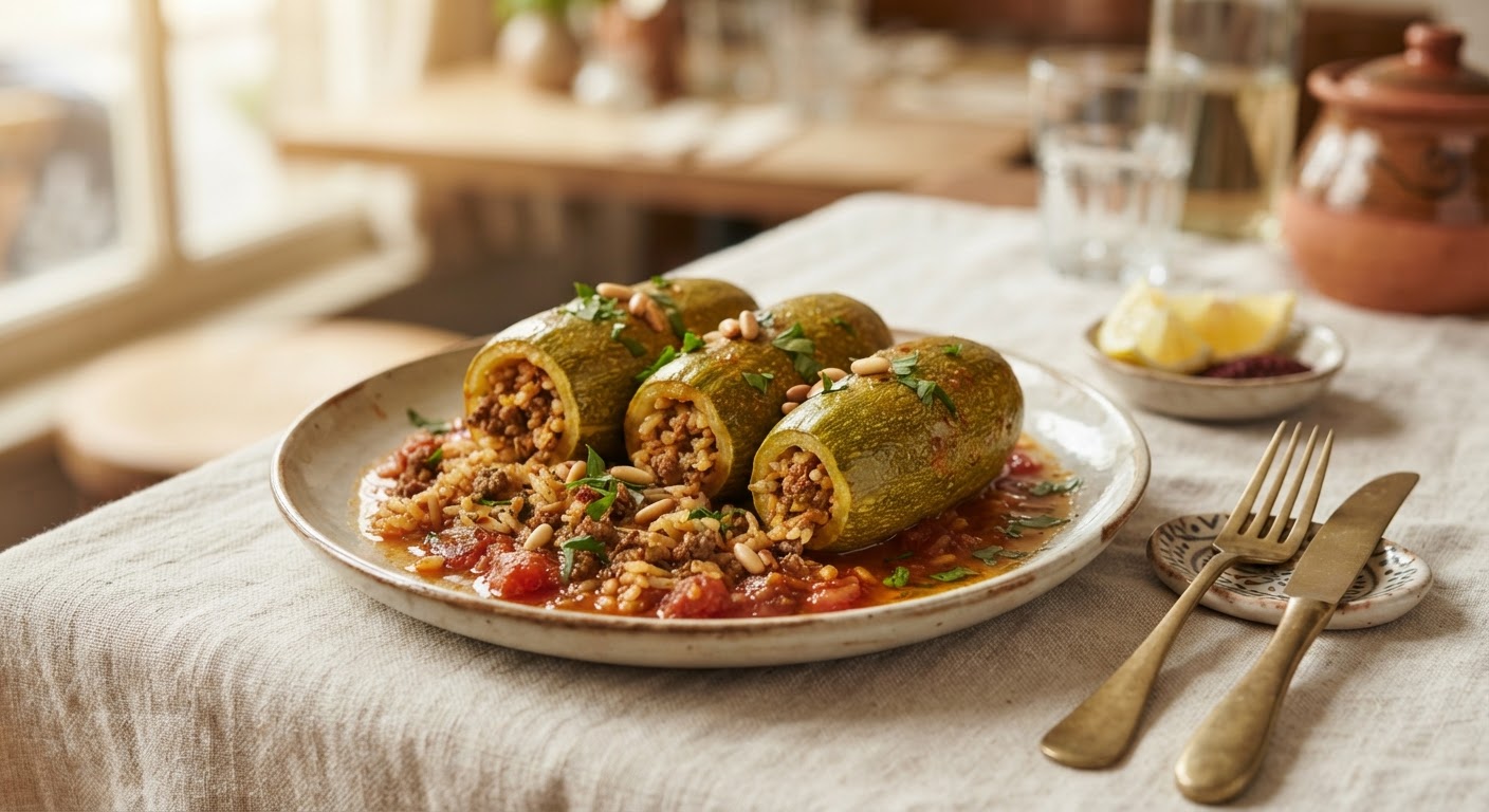 Kousa Mahchi (Courgettes Farcies au Riz et Viande)