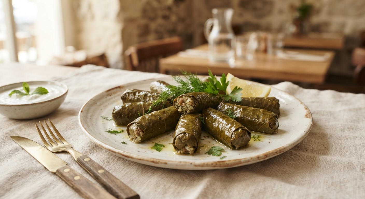 Sarma (feuilles de vigne farcies au riz et herbes)