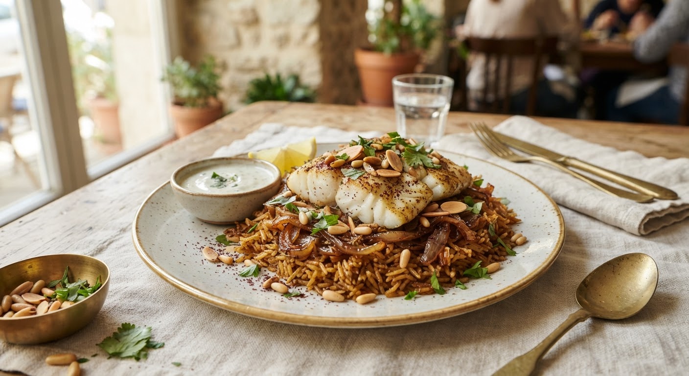 Sayadieh (riz de poisson aux oignons caramélisés)
