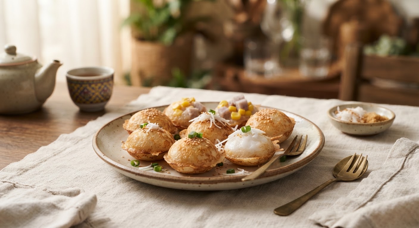 Kanom Krok (Petites crêpes chaudes à la noix de coco)