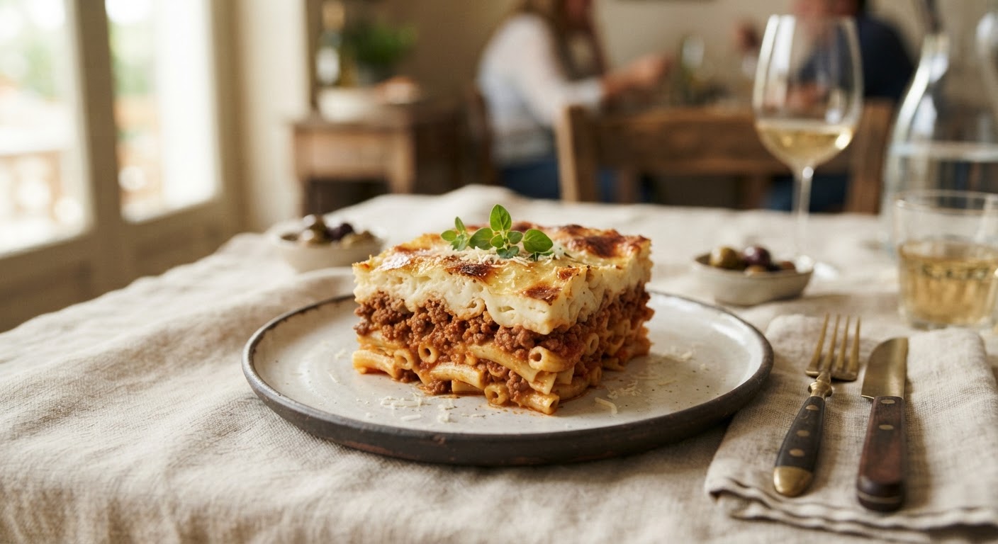 Pastitsio (Gratin de pâtes à la viande et béchamel)