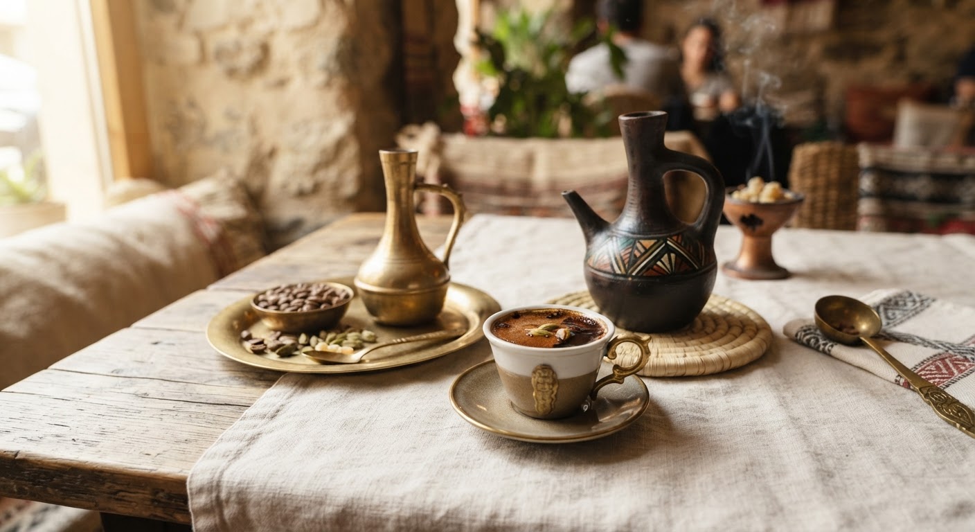 Café Éthiopien Traditionnel (Buna) à la Cardamome
