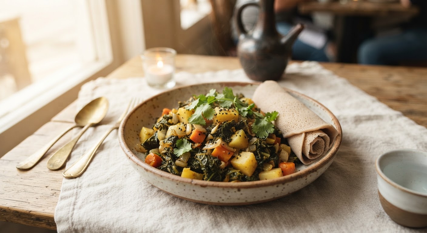 Ye'abesha Gomen (Chou Frisé Sauté à l'Éthiopienne)