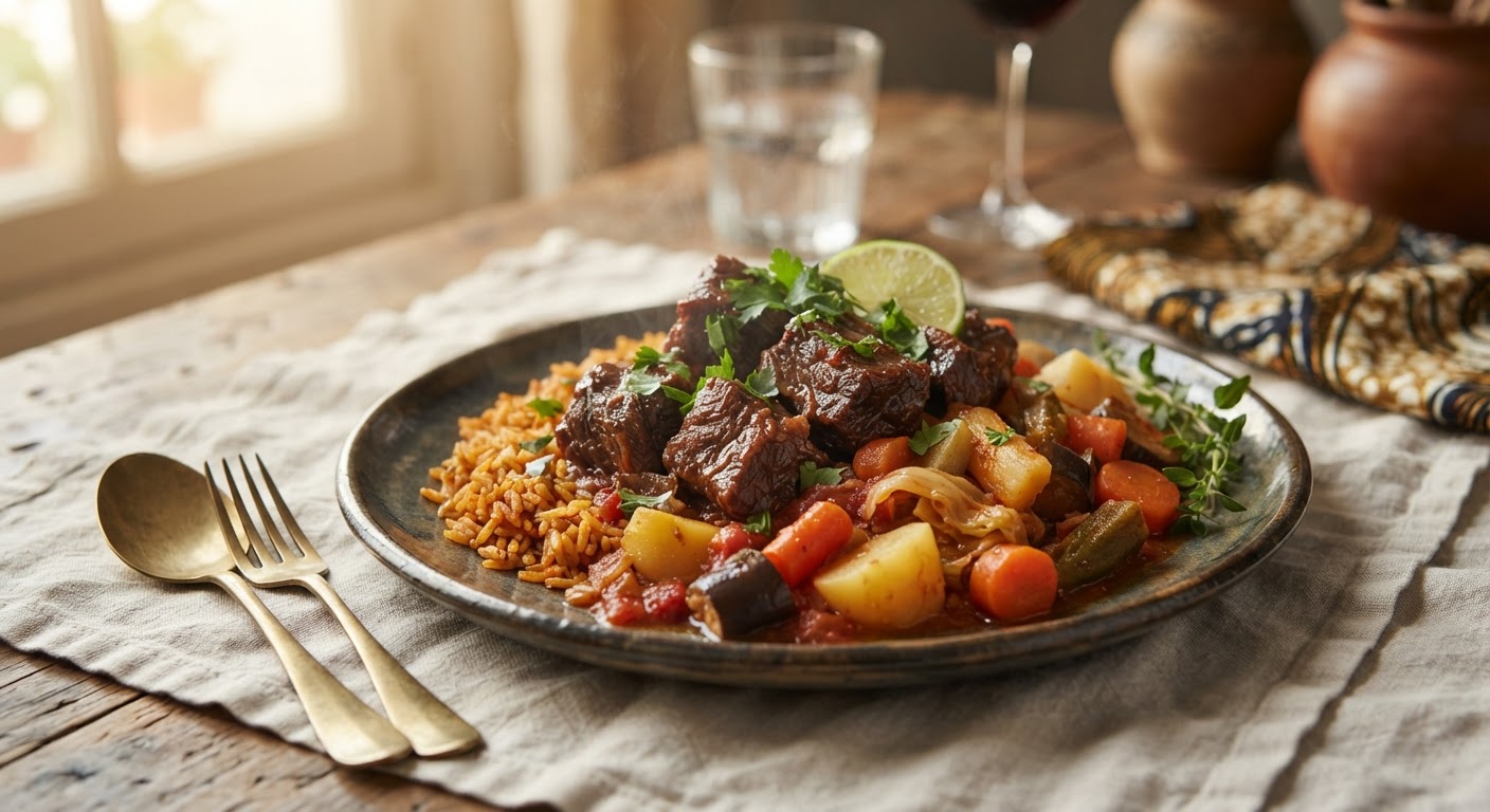 Tie bou peulh (Boeuf braisé aux légumes)