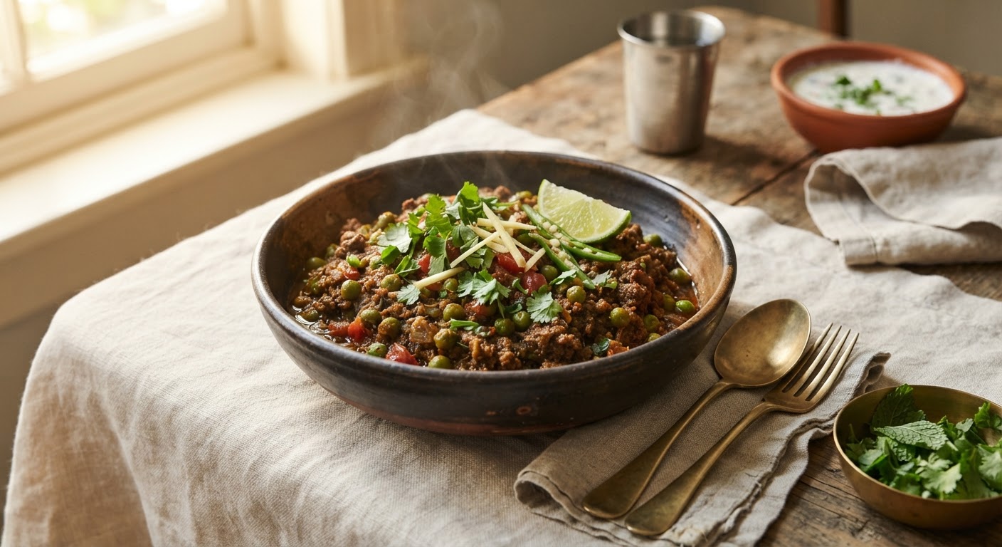 Keema Indien Authentique (Bœuf haché aux épices et petits pois)