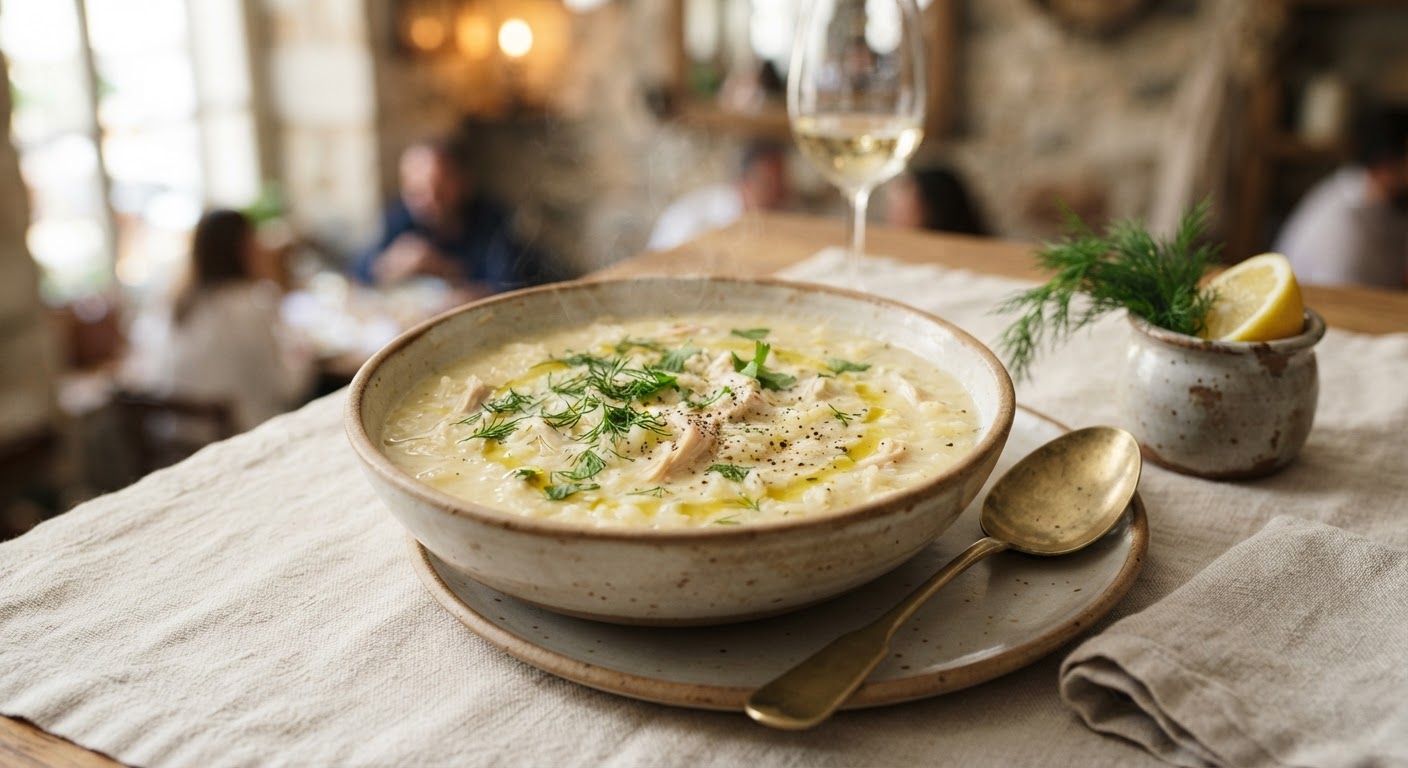 Avgolemono (Soupe Citronnée aux Œufs et Riz)
