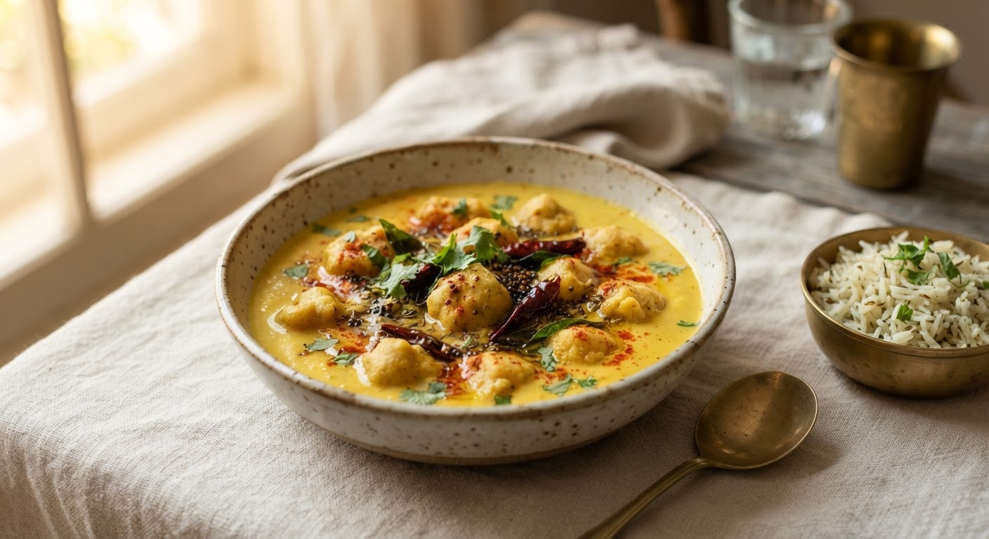 Kadhi Pakora (Soupe au yaourt et beignets de pois chiches)