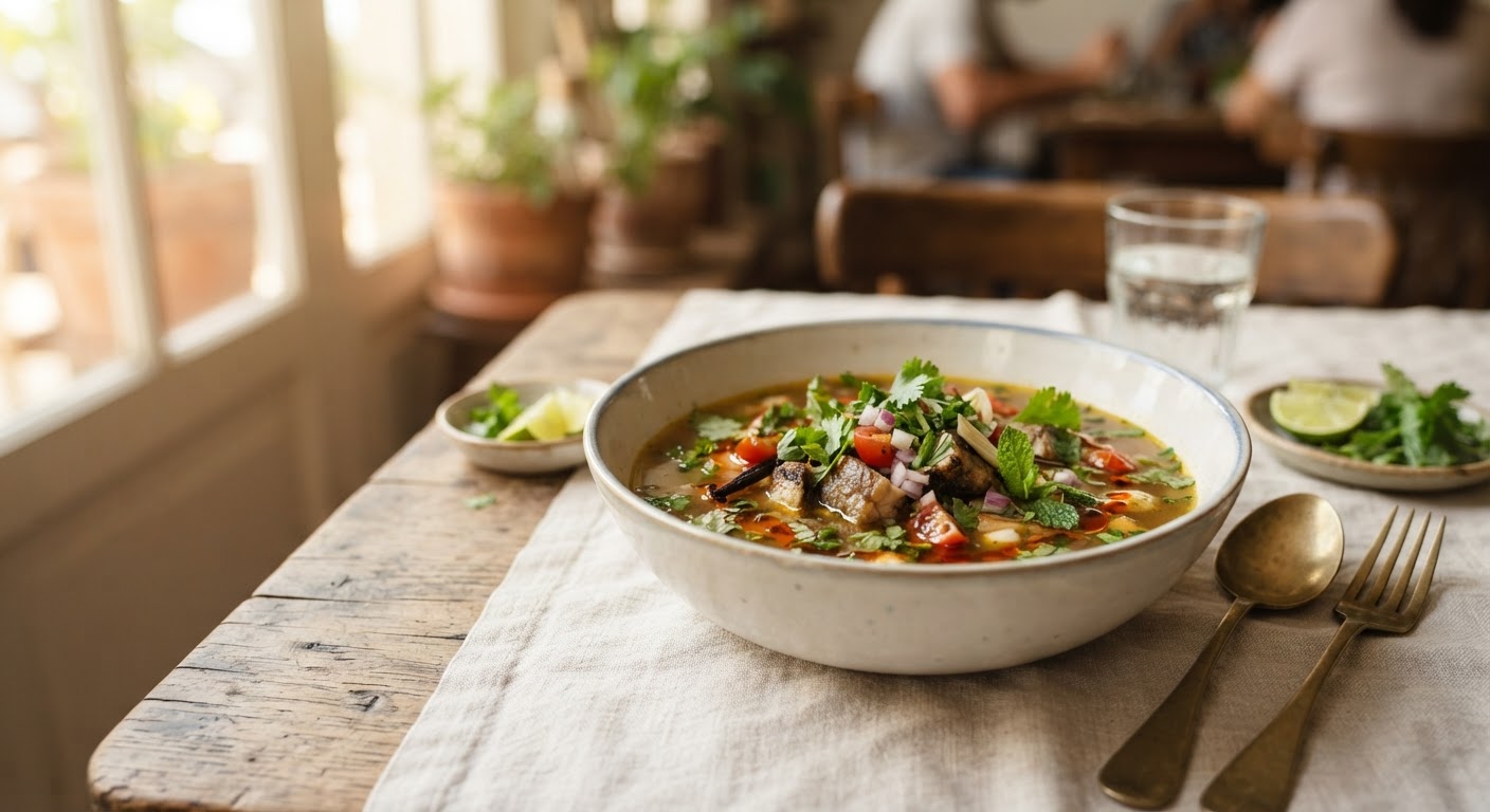 Bouillon d'anguille aux herbes de Lova Vanille