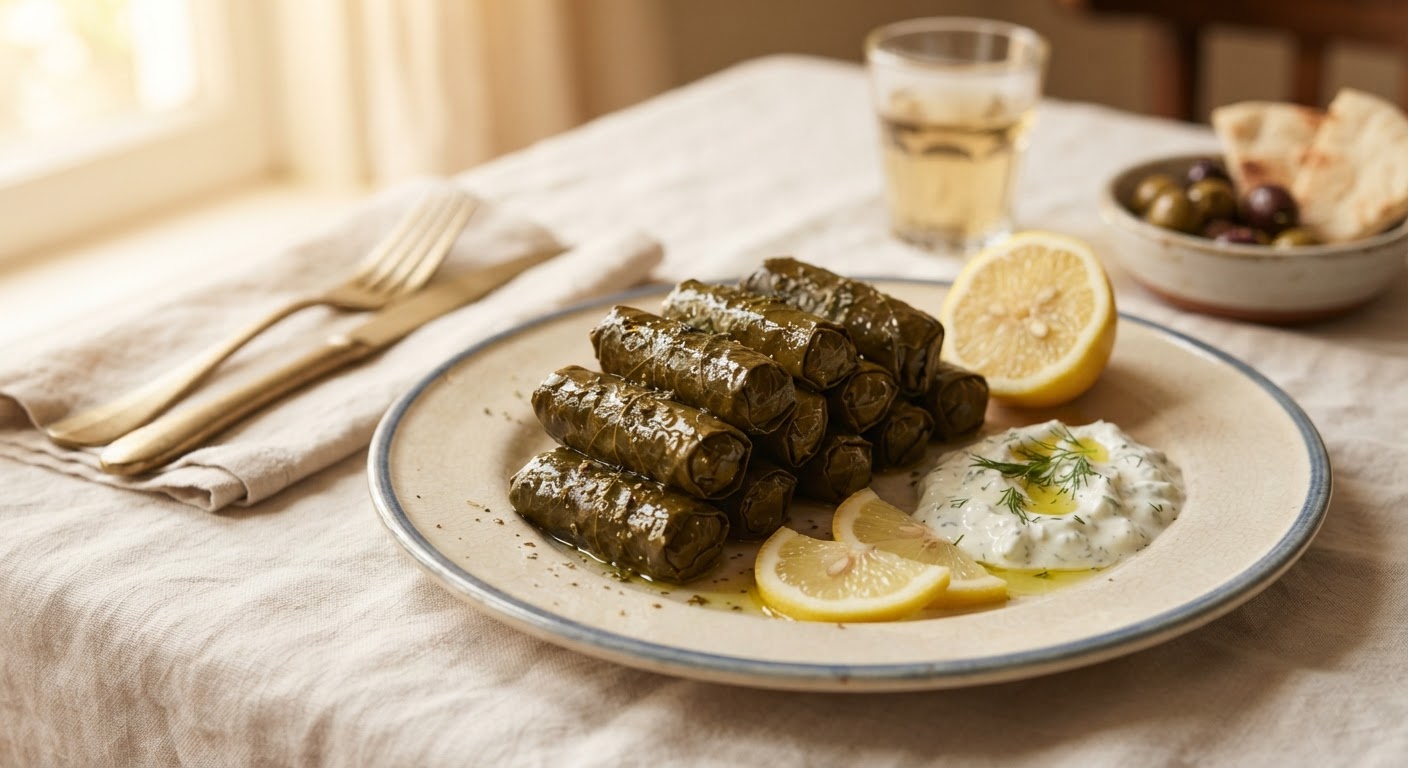 Dolmades (feuilles de vigne farcies au riz)