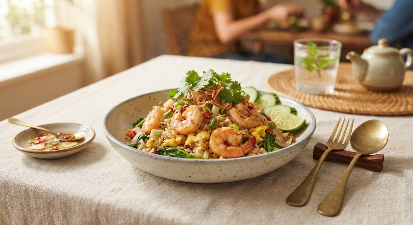 Khao Pad Goong (Riz Sauté Thaï aux Crevettes)