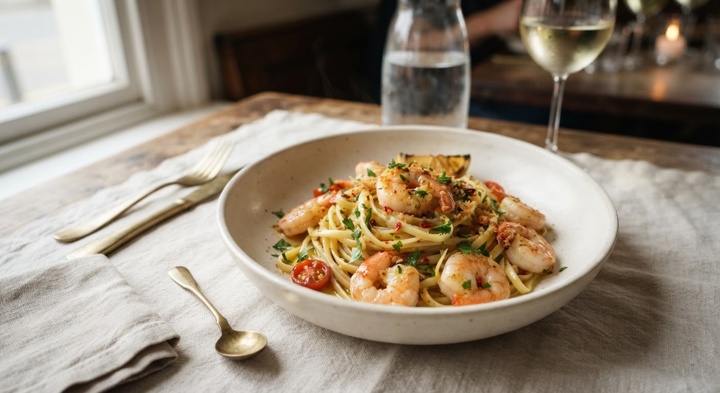 Prawn linguine