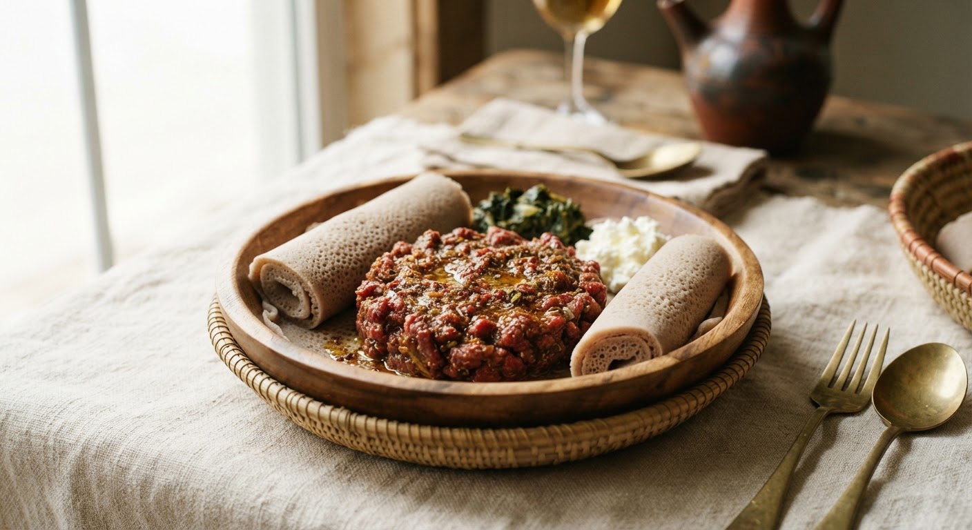 Kitfo Éthiopien (Tartare de Bœuf au Niter Kibbeh)