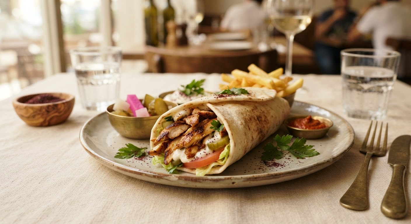 Chawarma de poulet en pain libanais