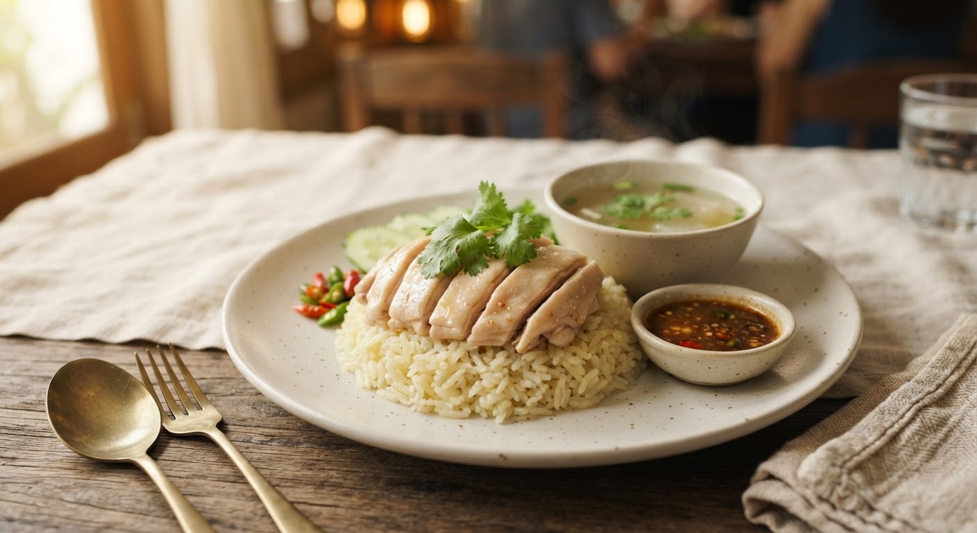 Khao Man Gai (Poulet Poché au Riz Parfumé)