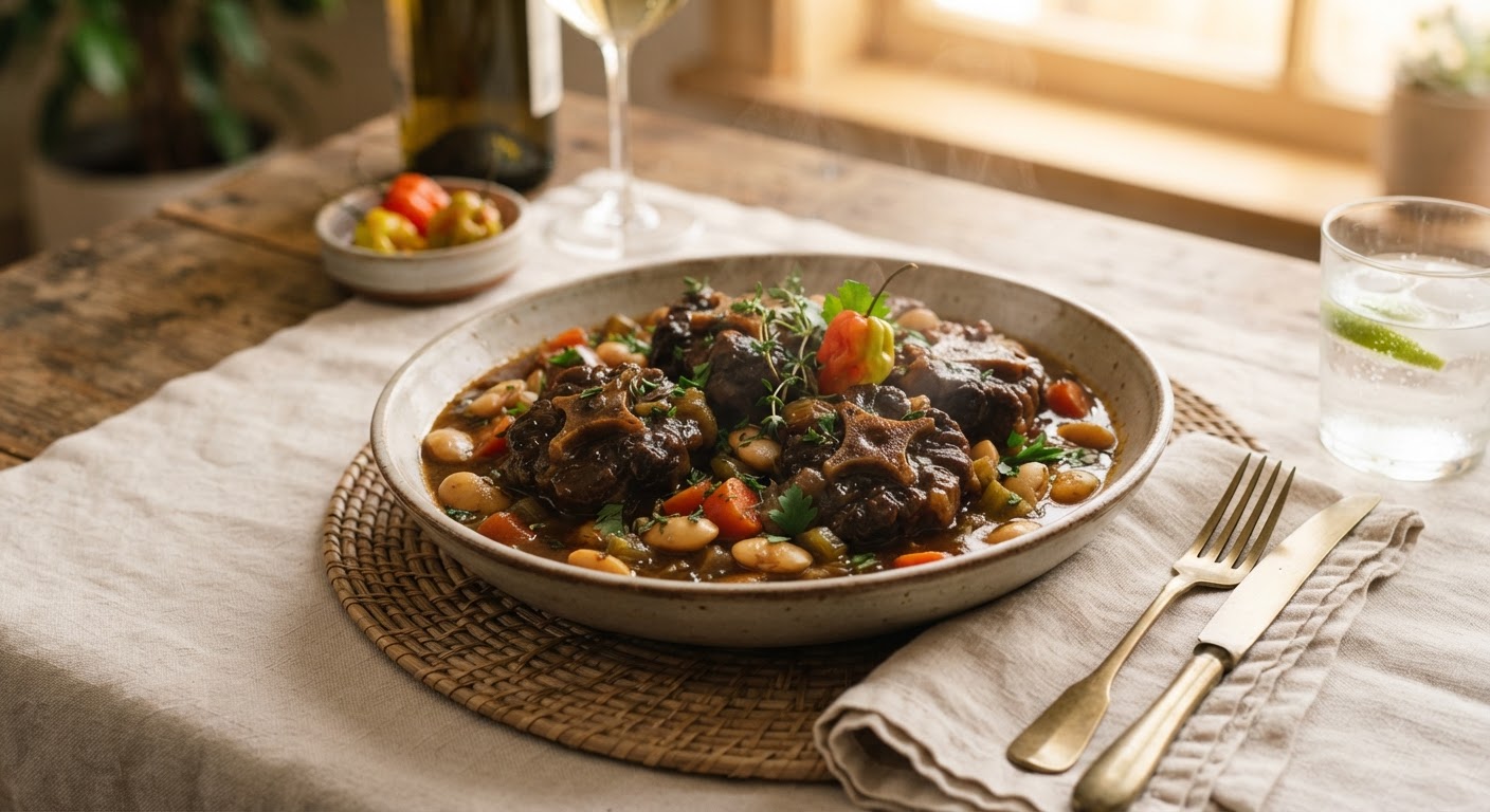 Ragoût de queue de bœuf et haricots butter (Oxtail Stew)