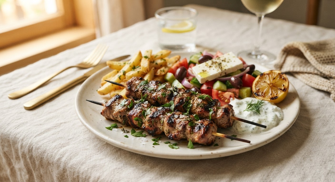 Souvlaki de porc (Brochettes marinées)