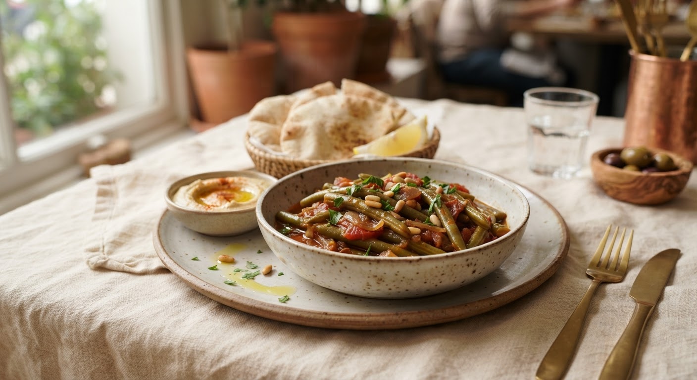 Loubieh bi zeit (Haricots verts à l'huile d'olive et tomate)